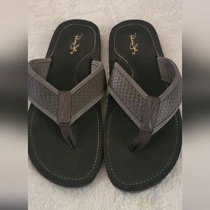 Black and Gray Flip Flops